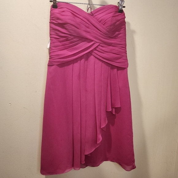 DAVID'S BRIDAL Fuschia Strappless Short Wedding dress size 8 - Picture 1 of 10